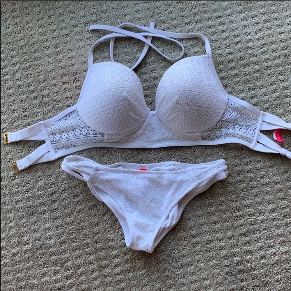 Victoria’s Secret white crochet halter bikini
